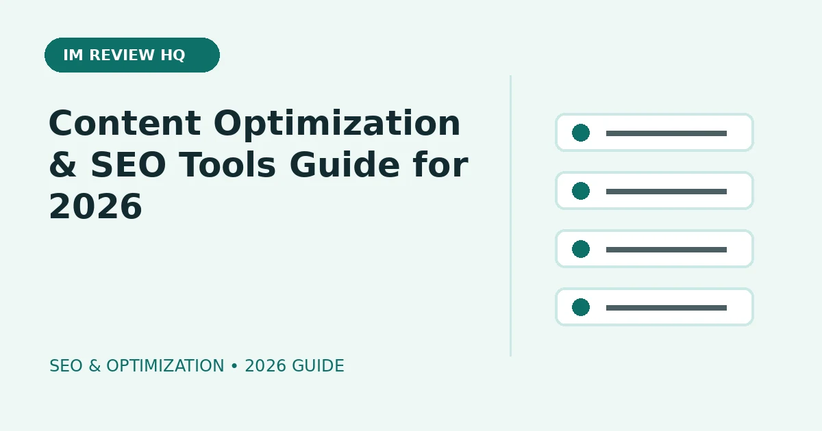 Content Optimization & SEO Tools Guide for 2026