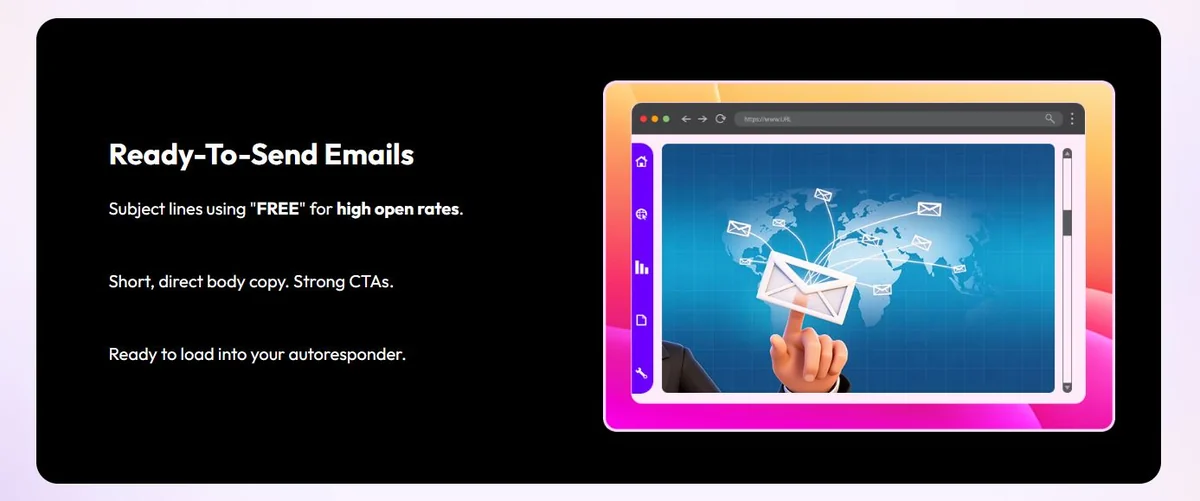 Free Magnet Bot AI sales page showing ready-to-send email content